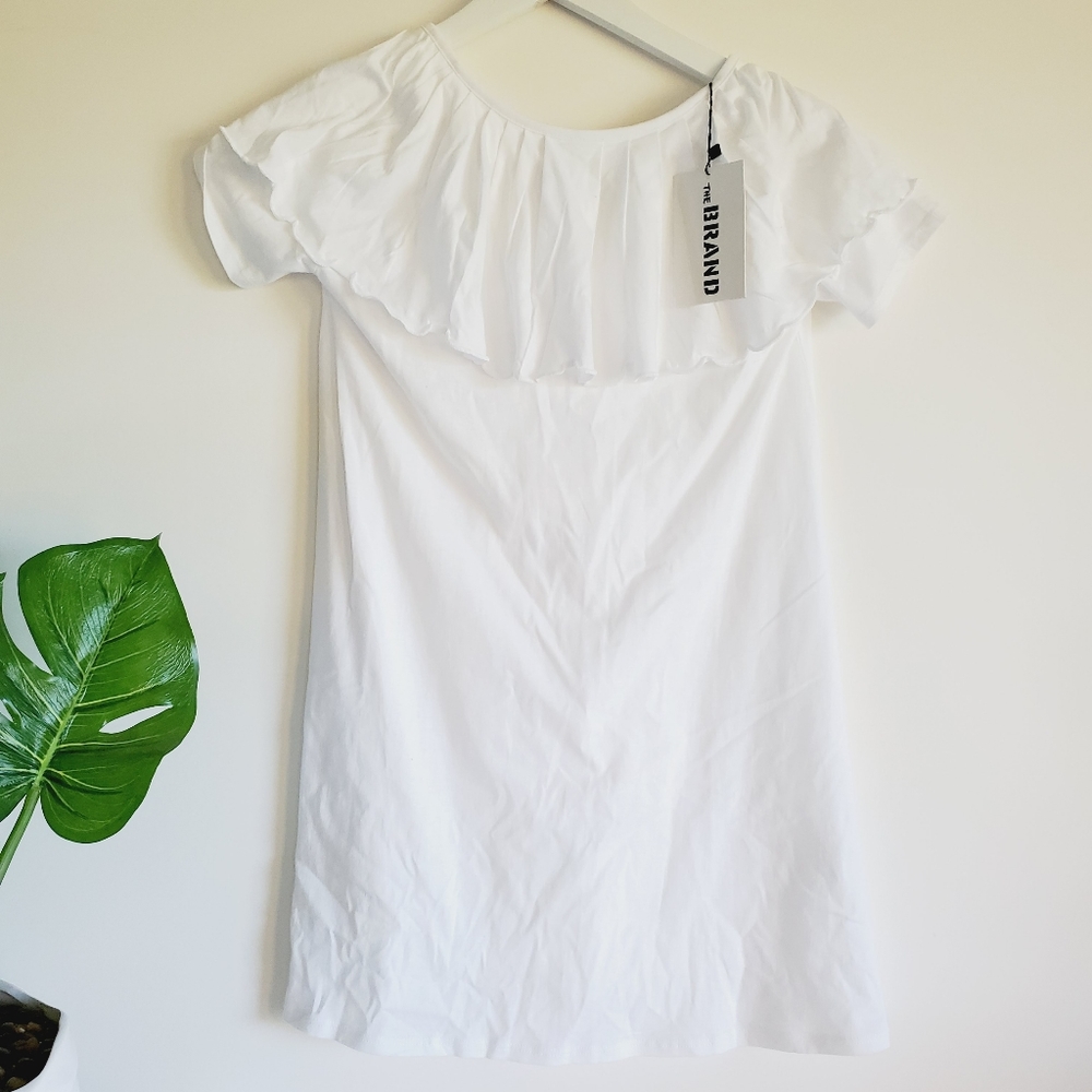 Girls White Ruffle Collar Tunic Dress